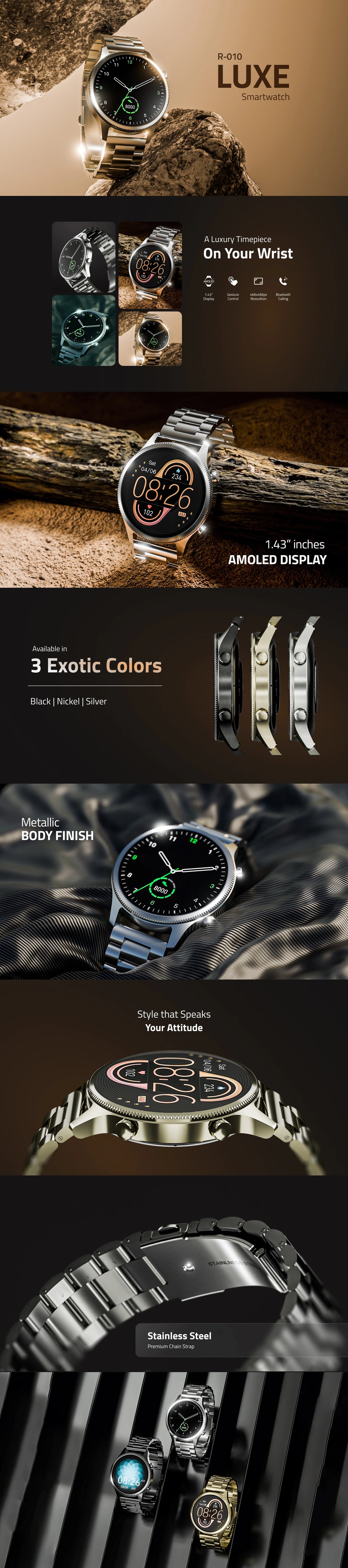 R-010 Luxe Luxury Metallic Body | Amoled + AOD Display